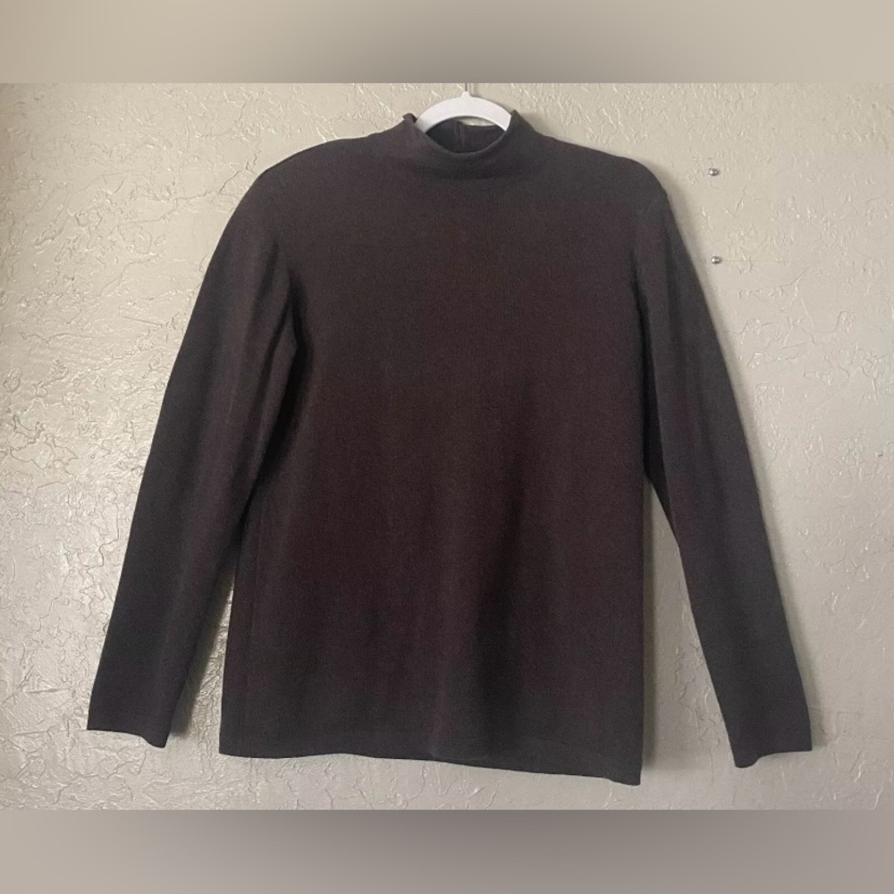 Escada Margaretha Ley Cashmere/Wool Brown Sweater Sz 38/M Mock Neck Long Sleeve